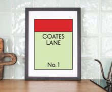 Load image into Gallery viewer, Monopoly Style Street Name Personalised Print - Red