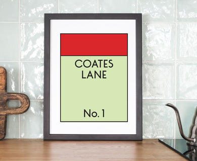 Monopoly Style Street Name Personalised Print - Red