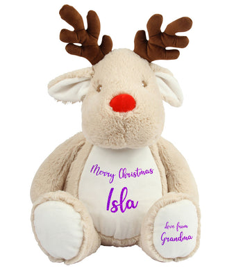 Personalised Merry Christmas - Large Reindeer Teddy