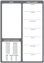 Load image into Gallery viewer, Weekly Magnetic Planner with Air Fryer Conversion Chart - A4 - Grey