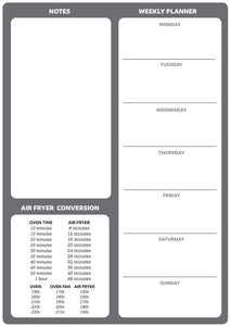 Weekly Magnetic Planner with Air Fryer Conversion Chart - A4 - Grey
