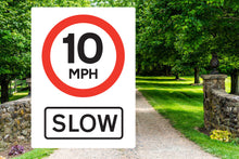 Load image into Gallery viewer, Speed Limit 10 mph SLOW Metal Sign - Warning Parking Sign Car Park