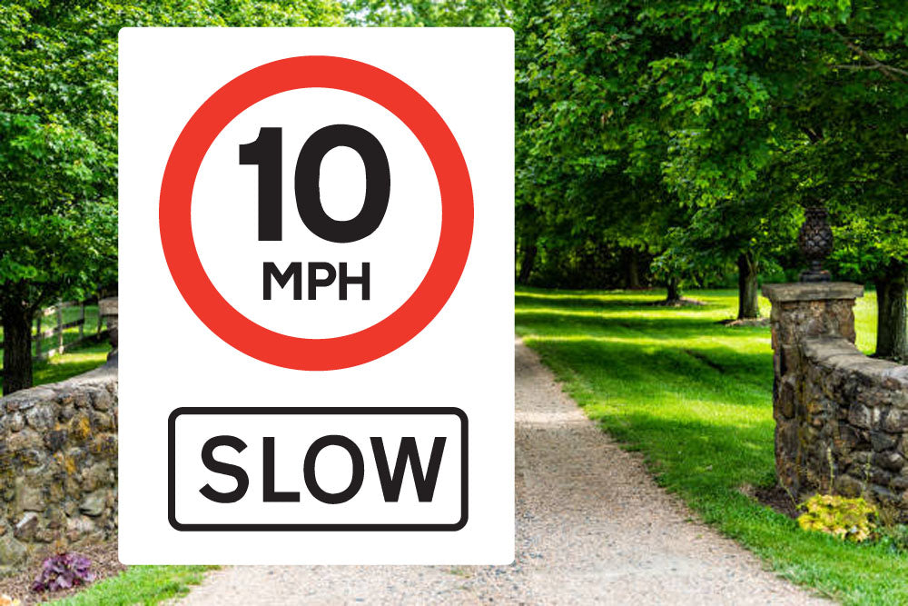 Speed Limit 10 mph SLOW Metal Sign - Warning Parking Sign Car Park