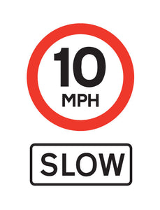 Speed Limit 10 mph SLOW Metal Sign - Warning Parking Sign Car Park