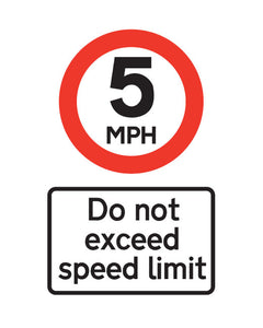 Speed Limit 5 mph Metal Sign - Warning Parking Sign Car Park