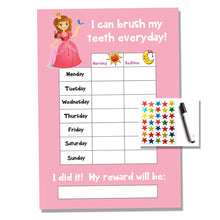Load image into Gallery viewer, Princess Tooth Teeth Brushing Kids A4 Reward Chart