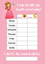 Load image into Gallery viewer, Princess Tooth Teeth Brushing Kids A4 Reward Chart