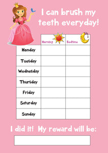 Princess Bedtime Kids A4 Reward Chart