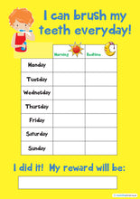 Load image into Gallery viewer, Tooth Teeth Brushing Kids A4 Reward Chart