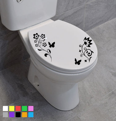 Flowers and Butterfly Stickers for Toilet / Loo Seat - Vinyl Decal