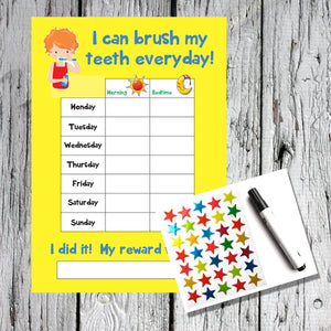 Tooth Teeth Brushing Kids A4 Reward Chart