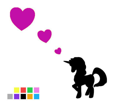 Unicorn With Three Hearts In A Range Of Colours