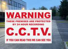 Load image into Gallery viewer, Warning CCTV - Red Text - Metal Sign - Choose Size
