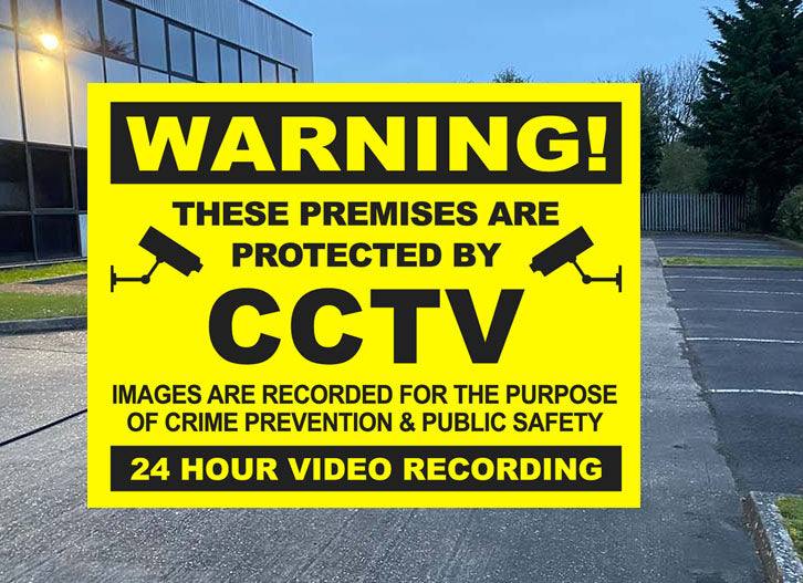 Warning CCTV - Yellow and Black - Metal Sign - Choose Size