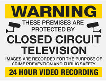 Load image into Gallery viewer, CCTV Warning Sign - Metal - Yellow - Choose Size