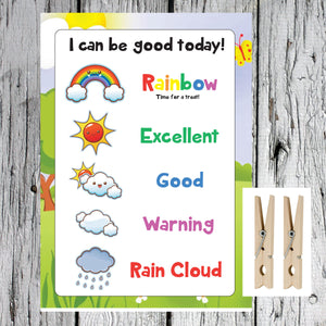 Weather Cloud Rainbow System Kids A4 Reward Chart