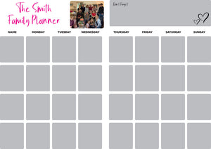 Personalised Photo Magnetic Family / Activity Planner - Metal