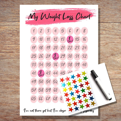 Five Stone Weight Loss Chart with Stickers and Pen