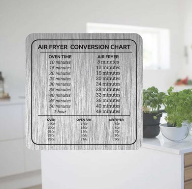 Compact Air Fryer Conversion Chart Metal Sign 10cm x 10cm - Cooking Times Temp Oven Kitchen UK Gift