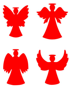 Christmas Angels - Set of 4 Xmas Wall / Window Sticker - Double Sided