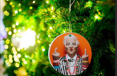 Bah Humbug Funny Christmas Tree Bauble - Ceramic Hanging