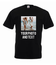 Load image into Gallery viewer, Personalised Men&#39;s Photo T-Shirt with Text
