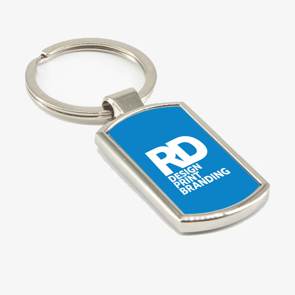 Printed Metal Rectangular Keyring - Your Logo or Design