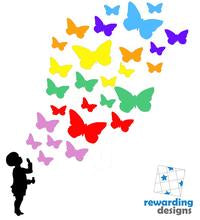 Child Blowing Rainbow Butterflies - Choose Your Silhouette