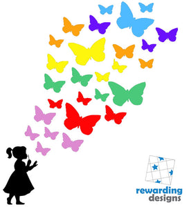 Child Blowing Rainbow Butterflies - Choose Your Silhouette