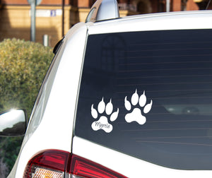 Cat Paw Prints With Name - Car Sticker