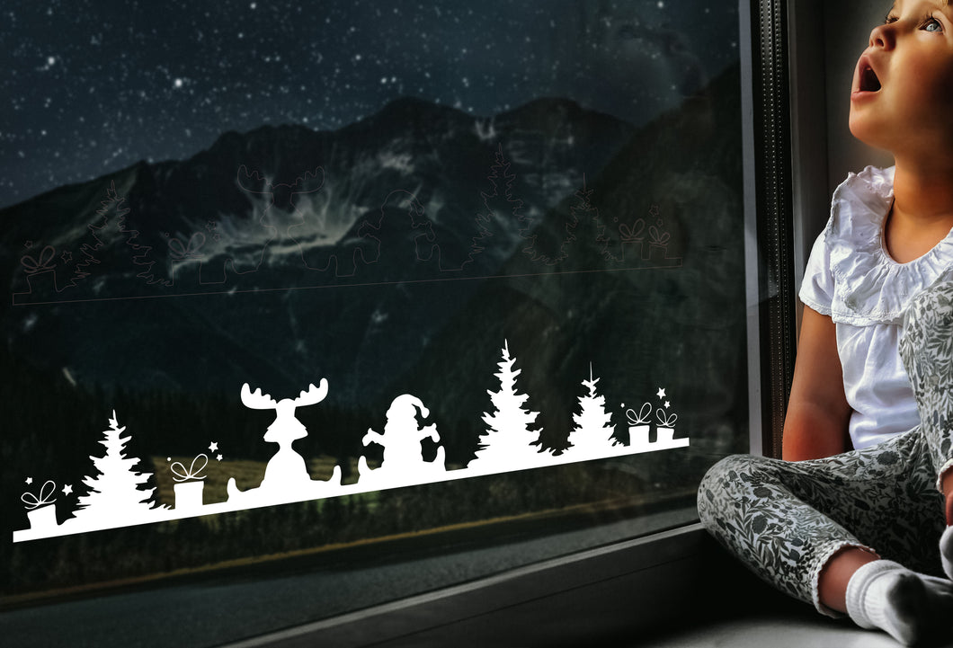 Christmas Scene - Xmas Wall / Window Sticker - Double Sided