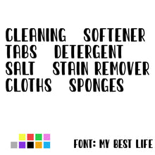 Load image into Gallery viewer, Cleaning Label Bundle- Cleaning, Softener, Tabs, Sponges, Cloths, Detergent