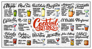 Classic Cocktail Recipes Bar Sign