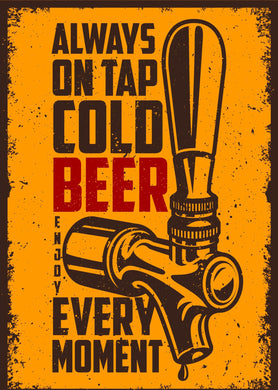 Retro Aluminum Bar Sign - Cold Beer On Tap