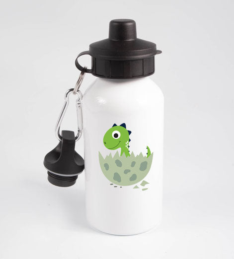Cute Dinosaur in Egg - Aluminum Water Bottle - 650ml - White