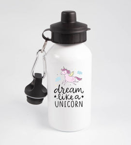 Dream Like a Unicorn  - Aluminum Water Bottle - 650ml - White