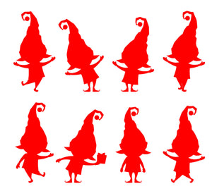 Christmas Cute Elfs - Set of 8 Xmas Wall / Window Sticker - Double Sided