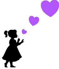 Load image into Gallery viewer, Girl Blowing Three Heart Stickers - Create Window Wall Glass Display - 7 Colours