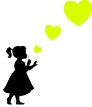 Load image into Gallery viewer, Girl Blowing Three Heart Stickers - Create Window Wall Glass Display - 7 Colours
