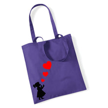 Load image into Gallery viewer, Girl Blowing Three Hearts - Tote Bag