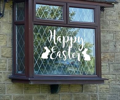 Happy Easter With Bunnies - Easter Vinyl Decoration