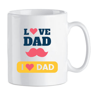 Father's Day Mug - Personalised - I love Dad Moustache