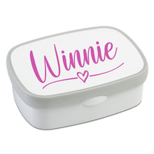 Load image into Gallery viewer, Personalised Lunch Box Name Sticker - Heart and Kiss