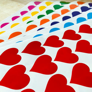 Large Rainbow Heart Stickers - Window Glass Decorating - 420 Stickers 7 Colours
