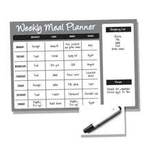Load image into Gallery viewer, Weekly Wipe Clean Metal A4 or A3 Meal / Food Planner - Black and Grey