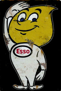 Esso Oil Man - 15x20cm - Metal Sign / Plaque / Tin - Man Cave Bar Garage