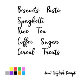 Kitchen Label Bundle - Pasta, Rice, Tea, Coffee, Sugar, Cereal, Treats