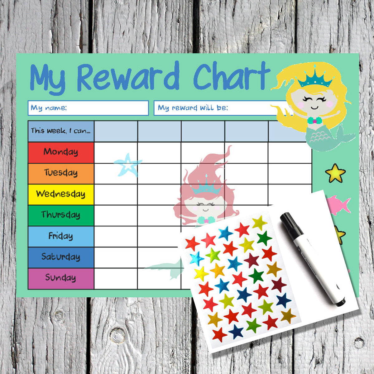 Mermaid A4 Reward Chart – Rewarding Designs
