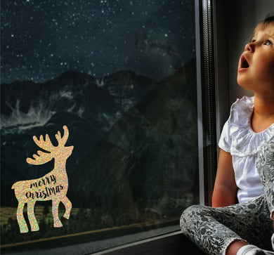 Merry Christmas Reindeer - Christmas Wall / Window Sticker
