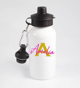 Personalised Name and Initial Aluminum Water Bottle - 450ml